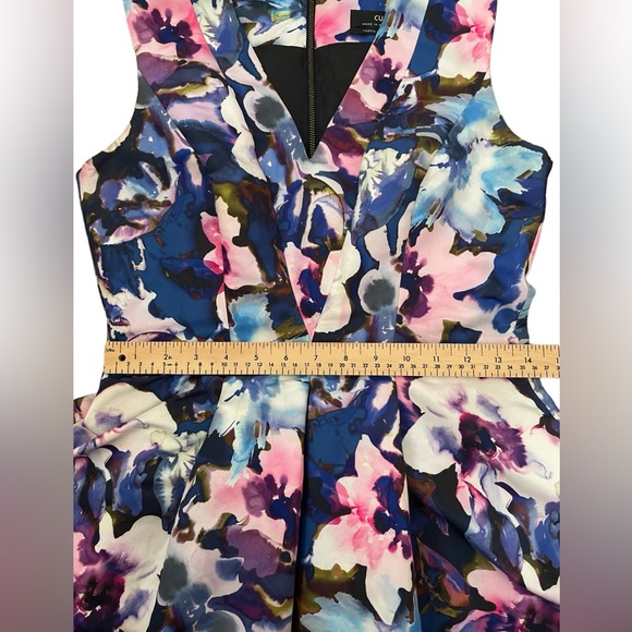 CUE Fit & Flare Floral Spring Dress Size 10 Knee Length Pockets Lined V Neck Zip - Picture 5 of 11